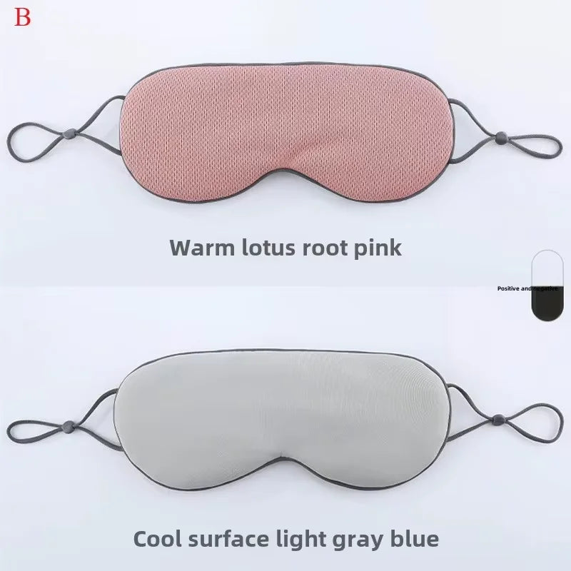 Korean Style Ice Silk Eye Mask Adjustable Warm & Cool Dual Use Breathable Light Blocking Sleep Mask for Travel And Comfortable S
